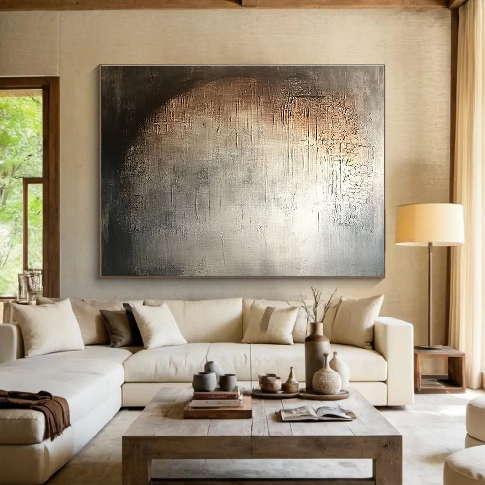 Grey and Brown Textured Abstract Painting DYP125