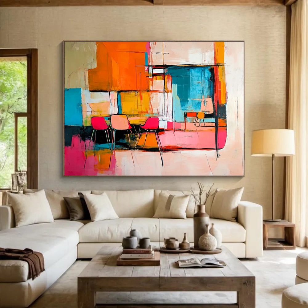 Colorful Interior Abstract Painting with Vibrant Shades DYP500