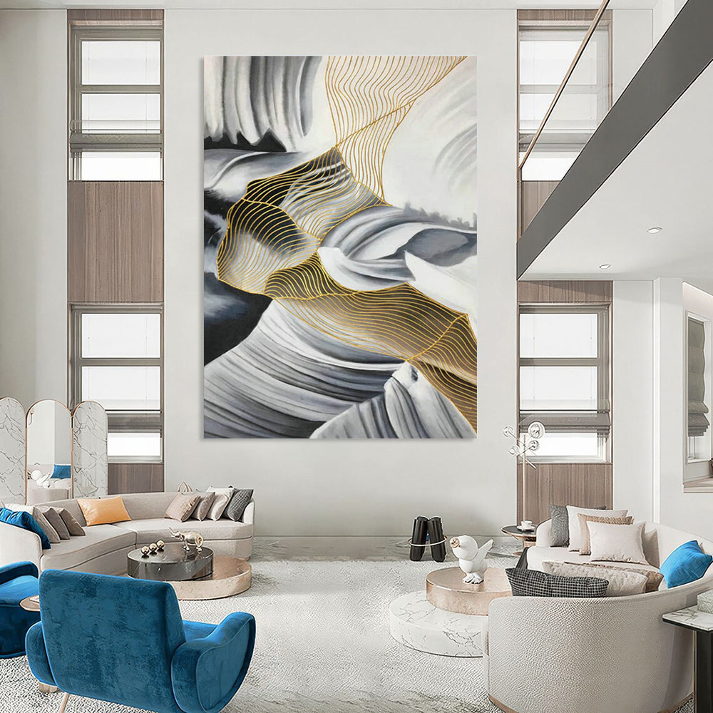 Oversized Custom Abstract Art for Cottage Bedroom and Living Room DLZ0541