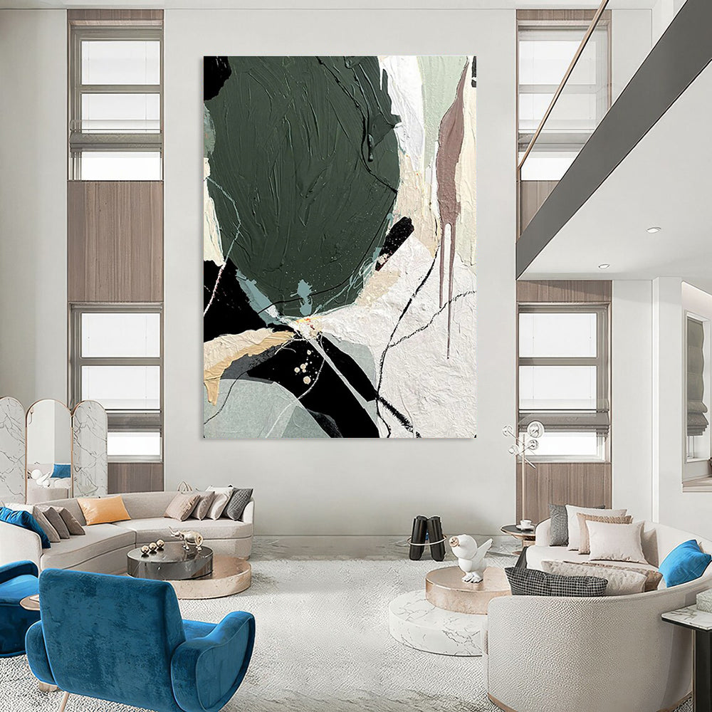 Multicolor Textured Abstract Painting with Eclectic Shapes ADGE505