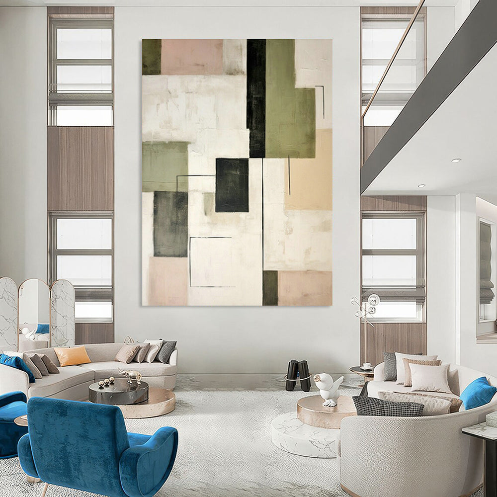 Grand - Scale Custom Hand - Painted Abstracts for Office Breakout Rooms & Cottage Dining Room Butler's Pantries DLZ0600