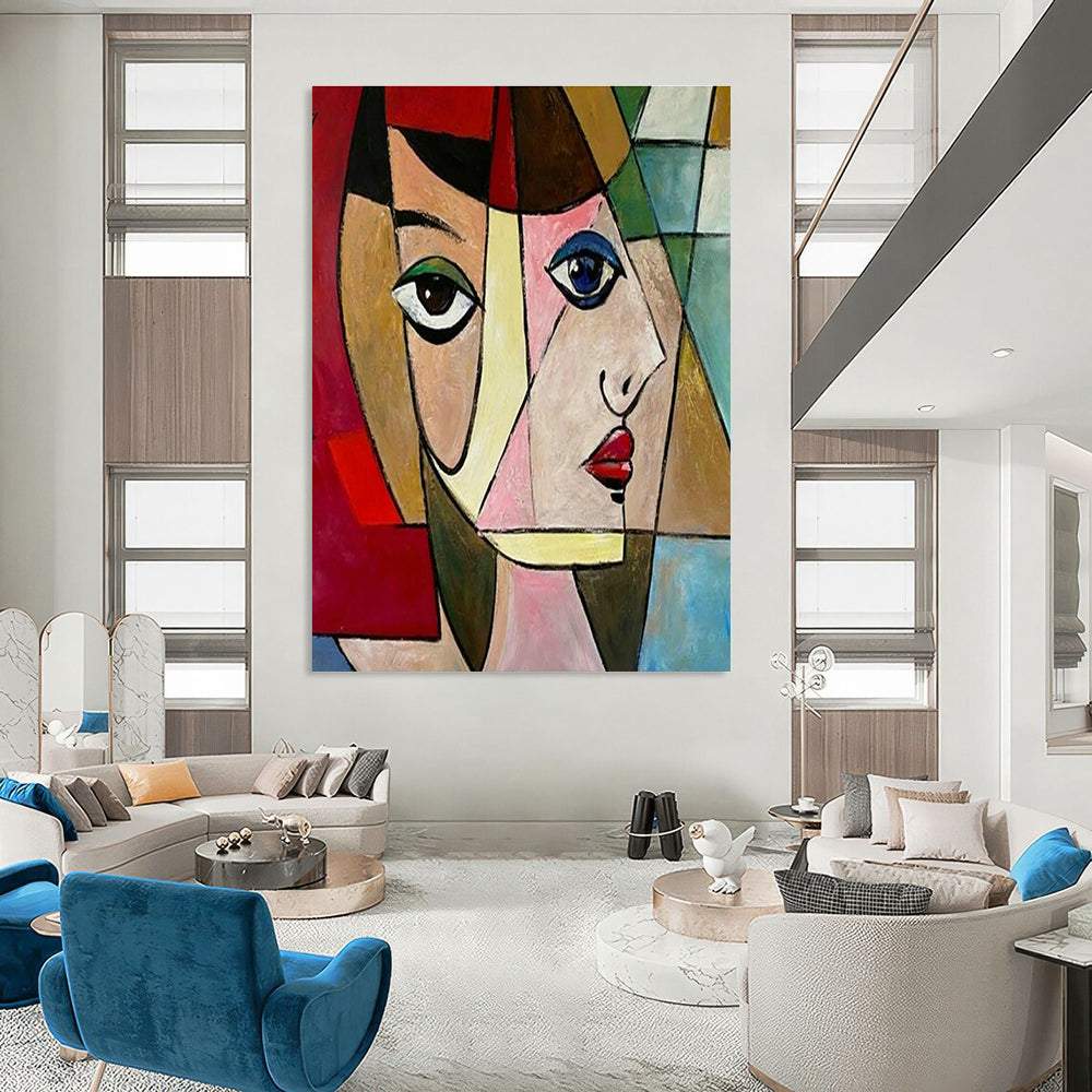 Hand - Painted Oversized Abstract Wall Collage for Dining Room & Entryway DLZ1414