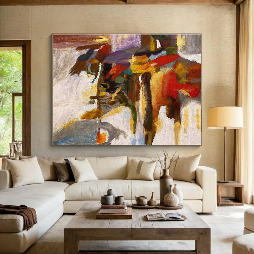 Colorful Figure Abstract Painting with Vivid, Dynamic Shapes THY365