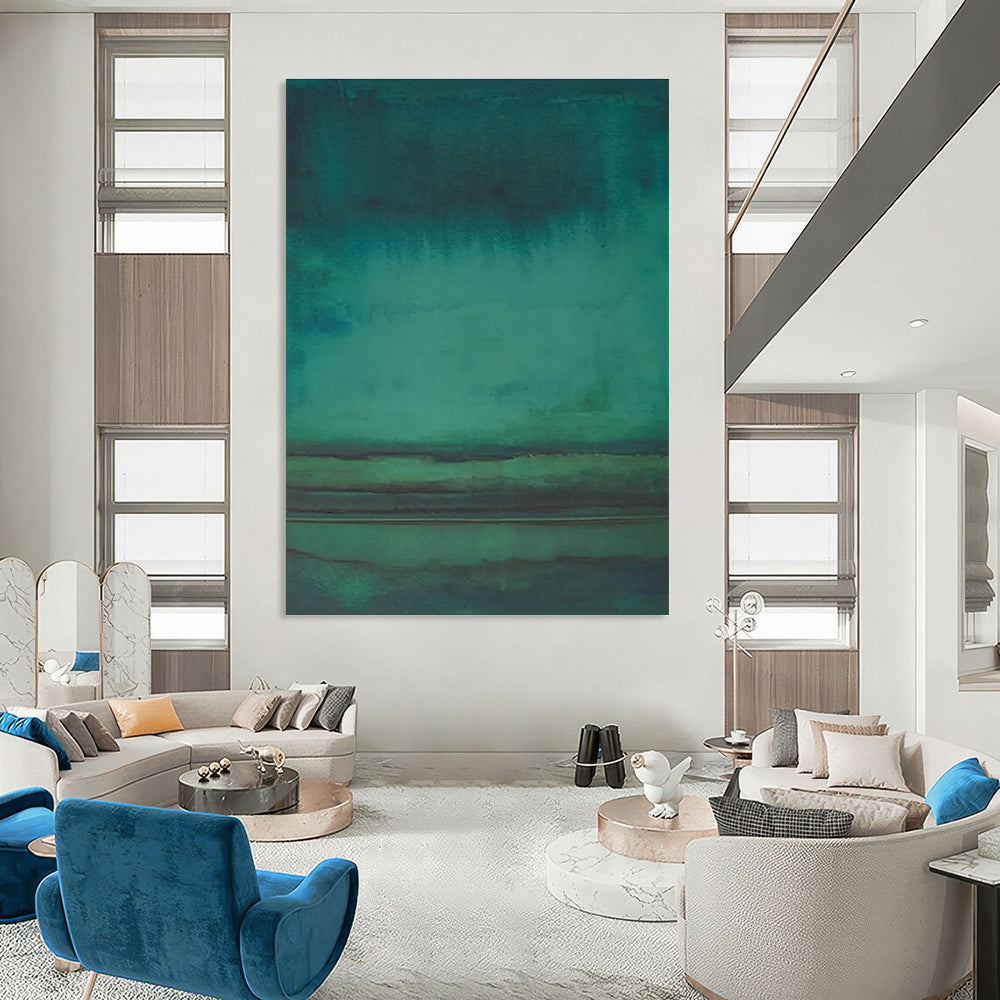 Teal Gradient Abstract Painting with Subtle Layers ADGE473