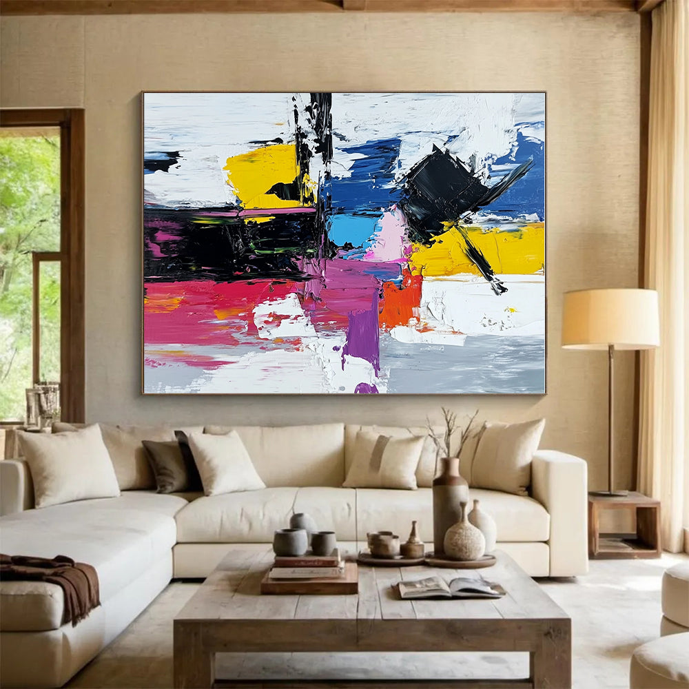 Multicolor Block Abstract Painting with Thick Brushstrokes GER732