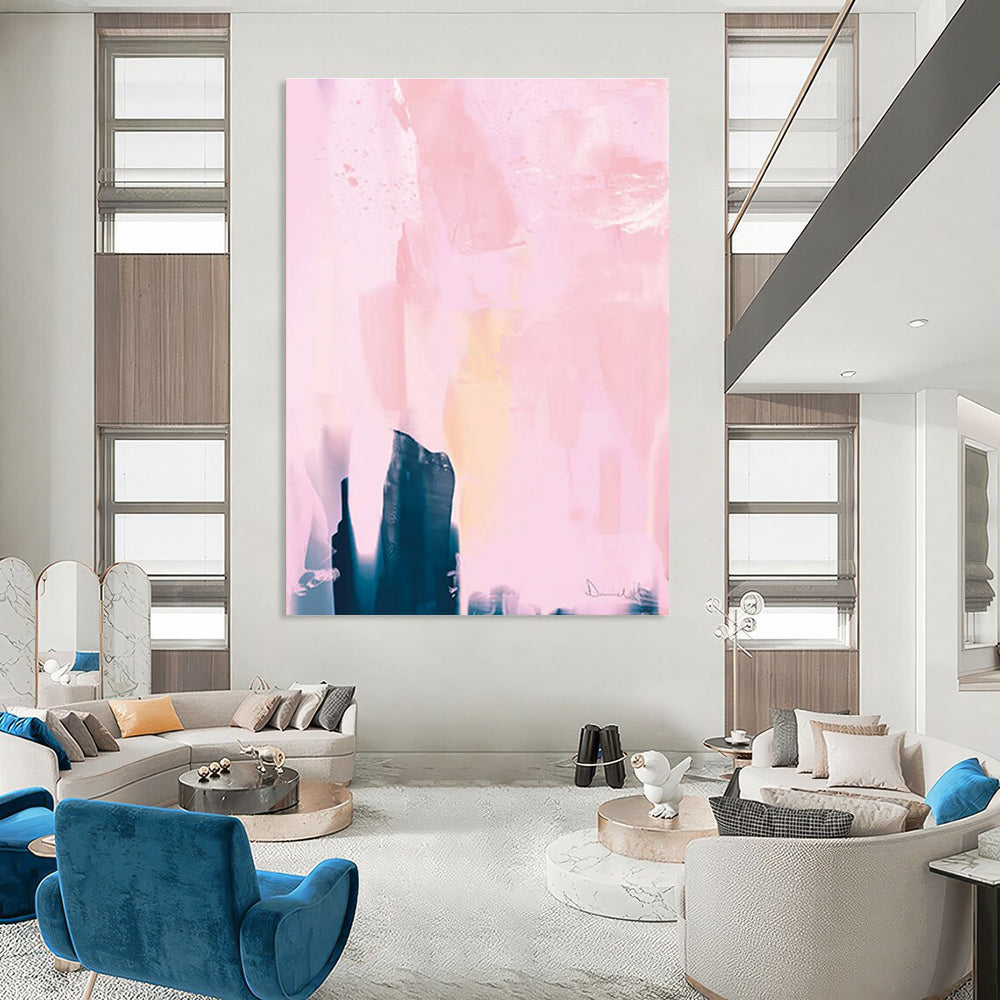 Pink and Blue Soft - toned Abstract Painting ADGE180