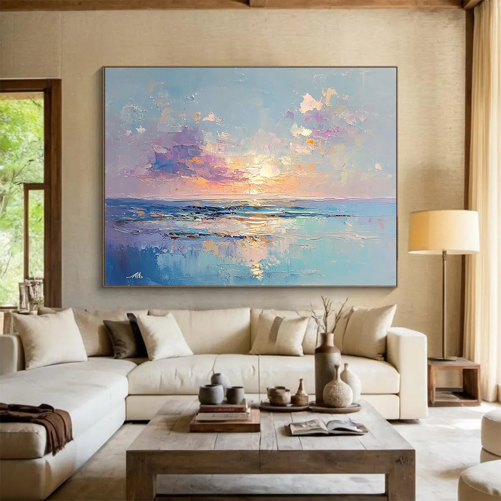 Colorful Sunset Sea - Impressionist Abstract Painting DYP010