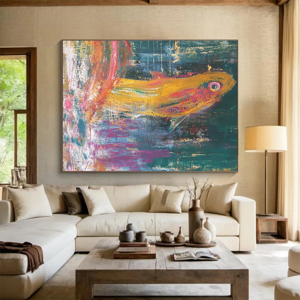 Colorful Fish - Expressive Aquatic Abstract Painting DYP034