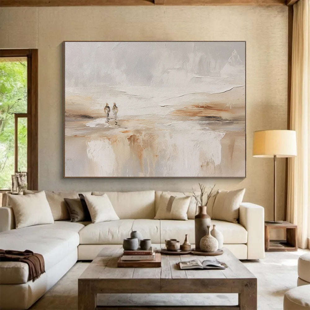 Beige Grey Figure Abstract Painting THY079