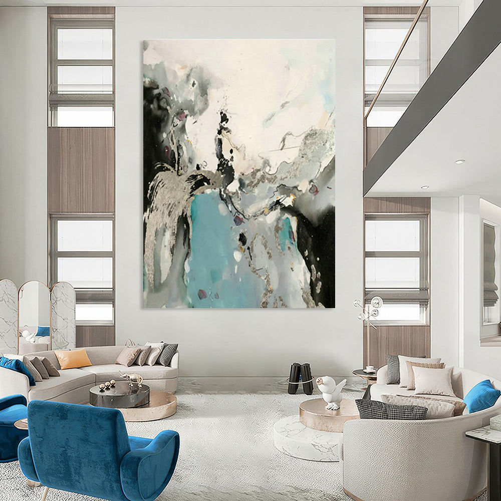 Grand - Scale Custom Hand - Painted Abstracts for Entryway & Bedroom DLZ0555