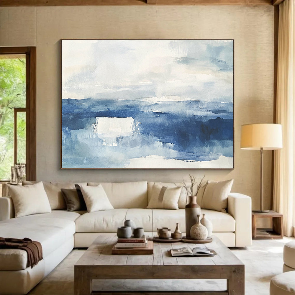 Blue Sea Abstract Painting in Watercolor Style DYP448