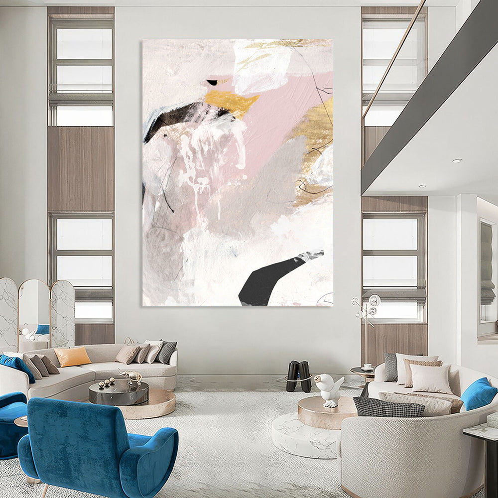 Pink and Gold Abstract with Subtle Details Painting ADGE188