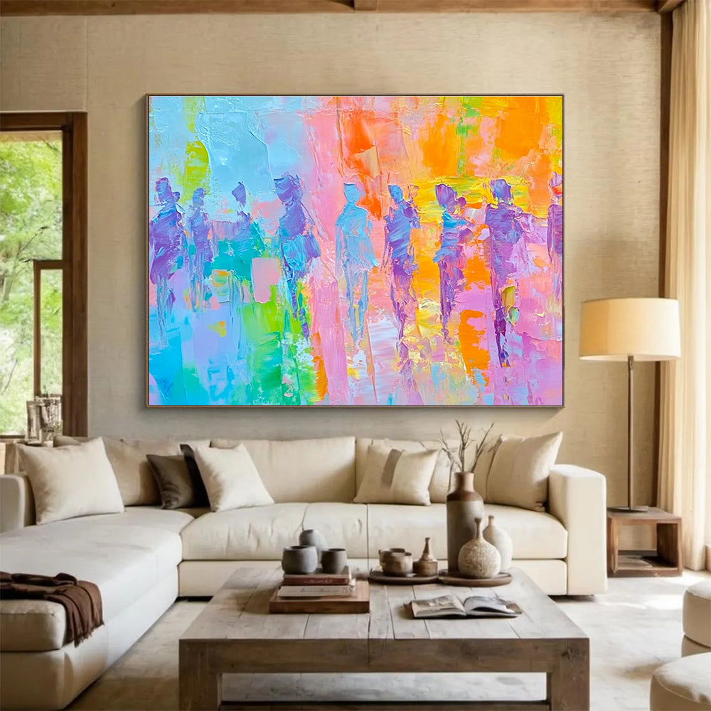 Colorful Figure Abstract Painting with Vibrant Background DYP318