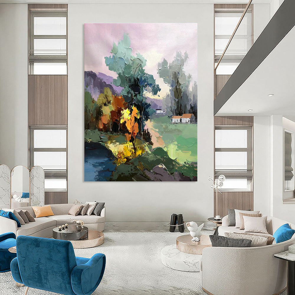 Large Handmade Abstract Canvas for Cottage Living Room & Bedroom DLZ1296