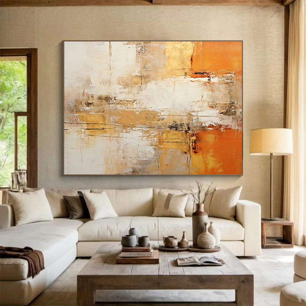 Orange Beige and White Abstract Painting THY095