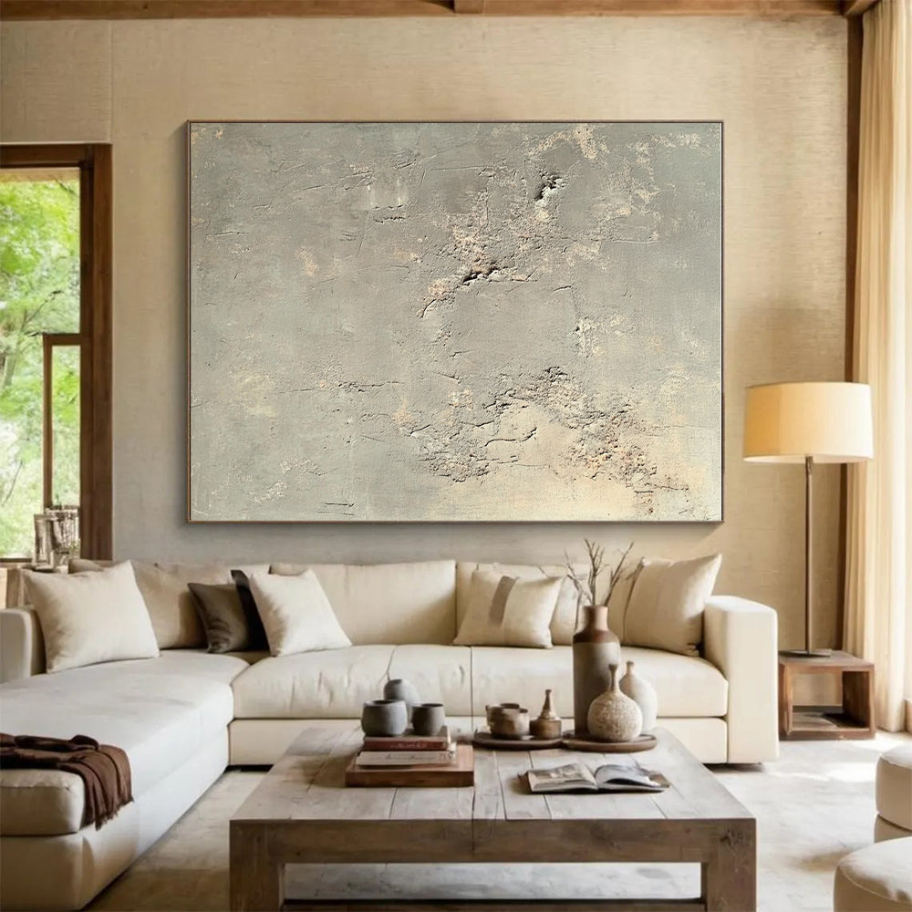 Gray Textured Abstract Painting with Rough Surfaces GER037