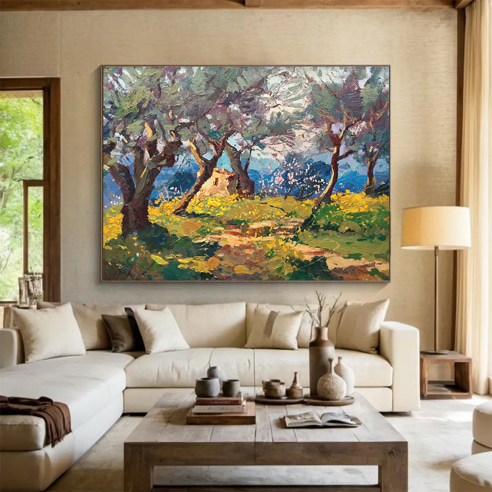 Green Yellow Olive Grove Abstract Painting THY474