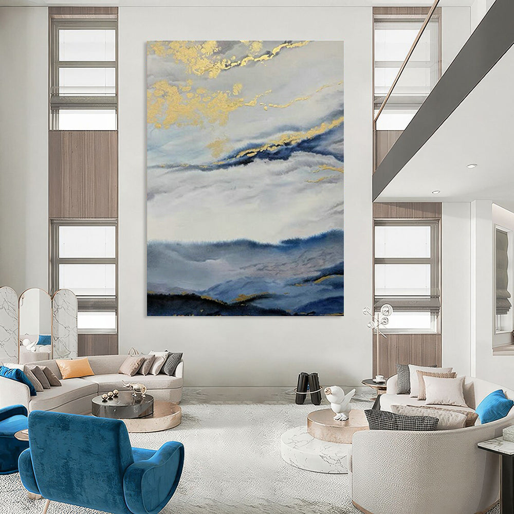 Extra - Vast Hand - Painted Abstract Canvases for Bedroom Window Seat Niche Side Walls & Cottage Hallway Storage Bench Backrest Supports DLZ0916