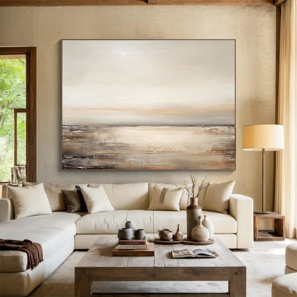 Beige and Grey Toned Sea View Abstract Painting THY101