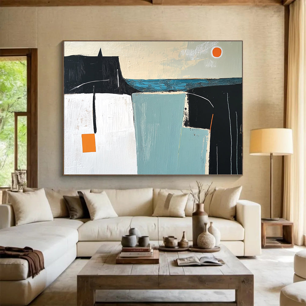 Minimalist Abstract Coastal Painting with Simple Shapes DYP546