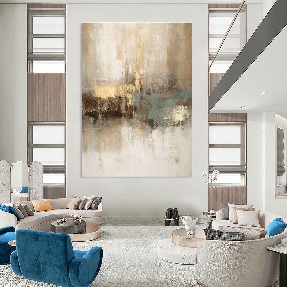 Large Customizable Hand-Painted Abstract Canvas for Living Room Wall Sconce Niche Wall and Bedroom Bedside Table Wall DLZ1916