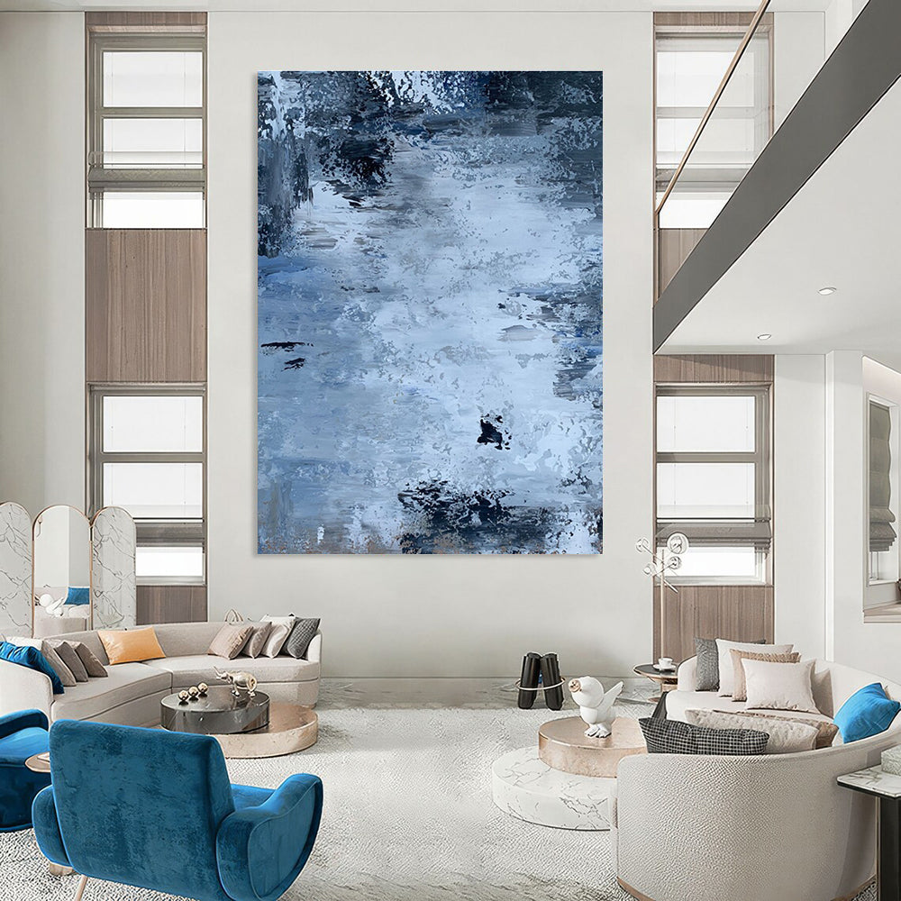 Blue and Gray Abstract Textured Painting ADGE251