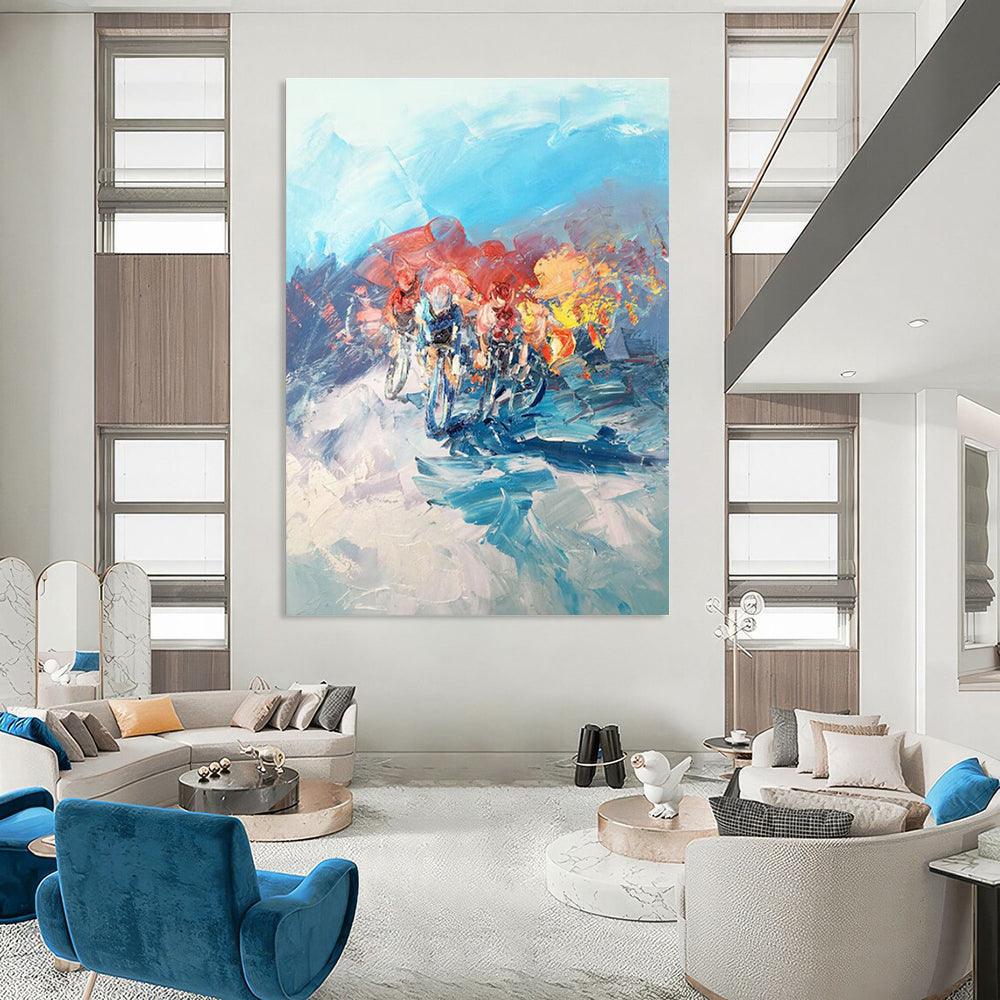 Cycling Race Abstract Painting with Dynamic Colors ADGE532