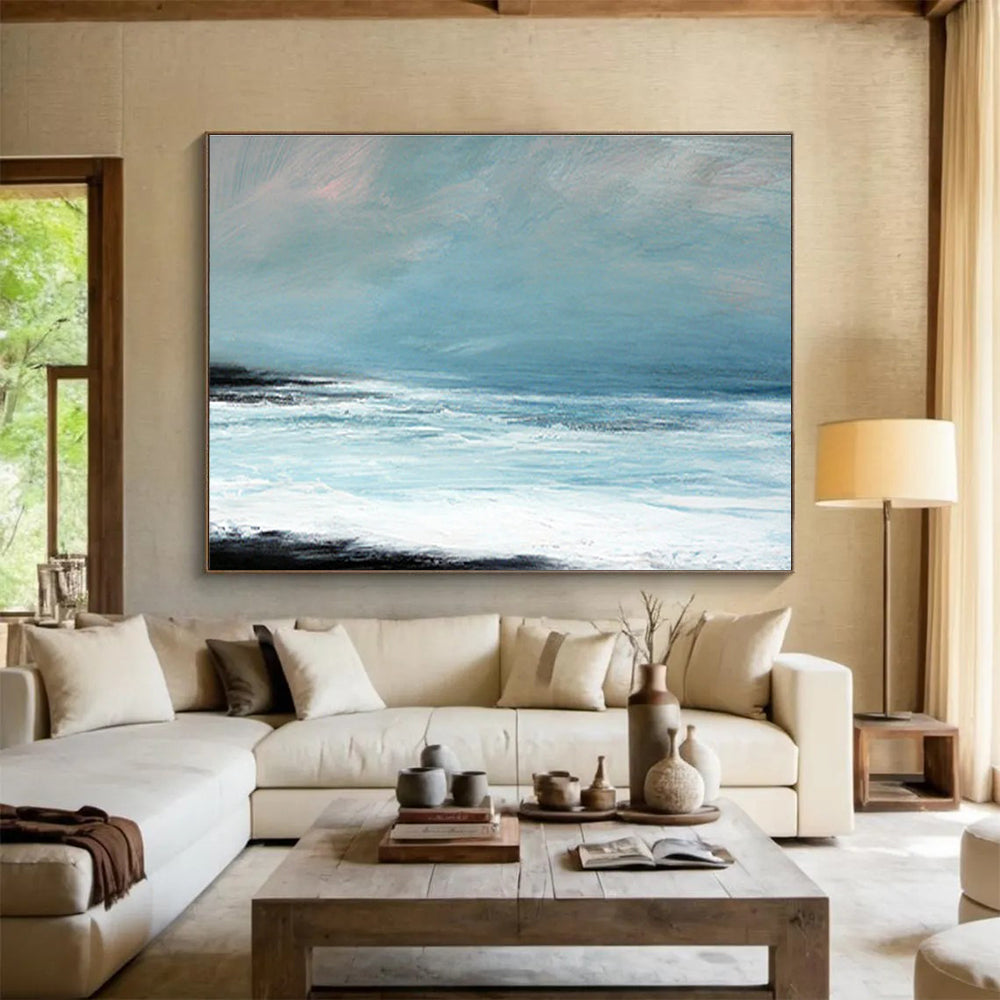 Light Blue Calm Sea Abstract Painting THY031