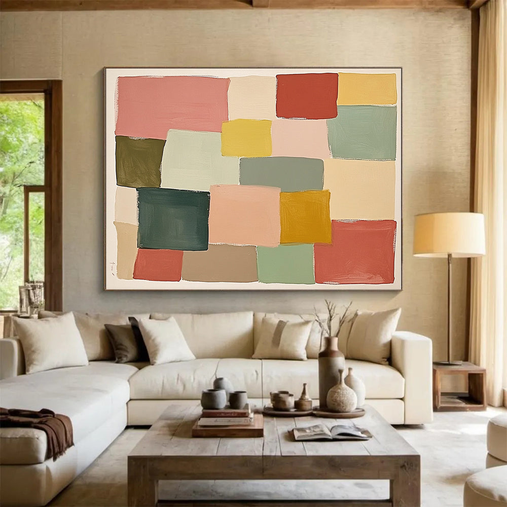 Color - Block Mosaic Abstract Painting with Diverse Hues GER278