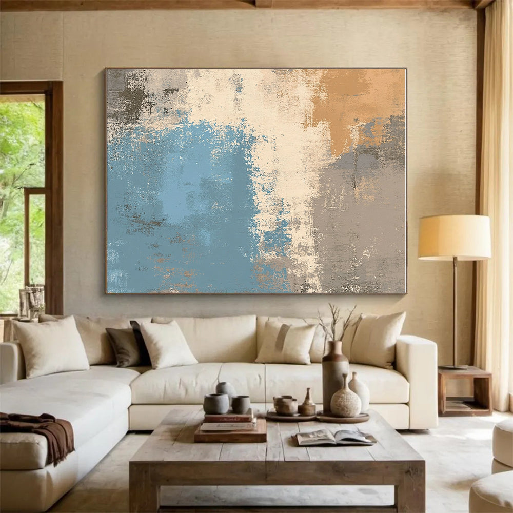 Earthy Tone Abstract with Brown Blue and White GER334