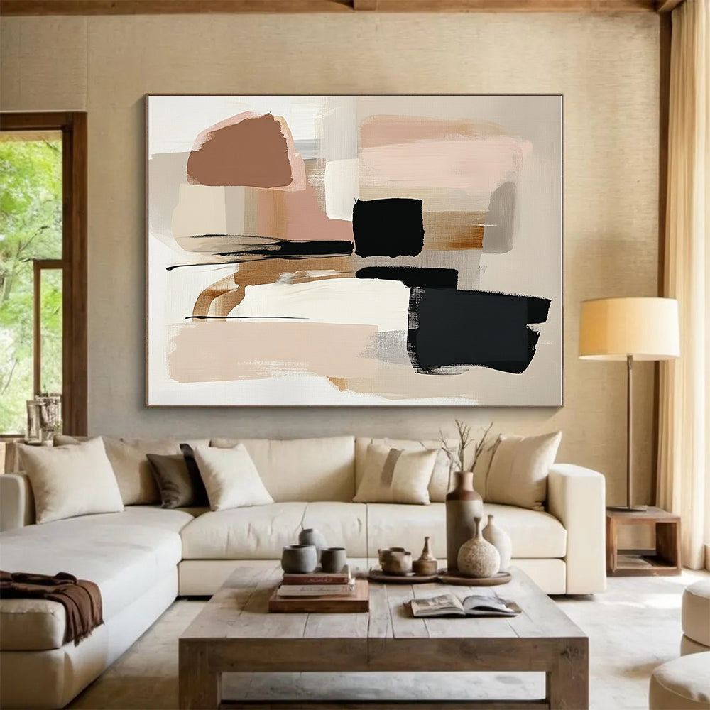 Neutral Tones Abstract Painting with Minimalist Shapes GER791