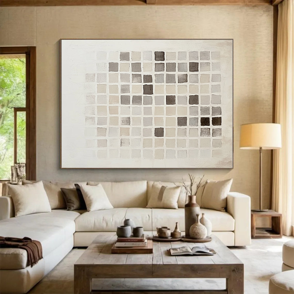 Grid - Style Neutral Tones Abstract Painting GER295