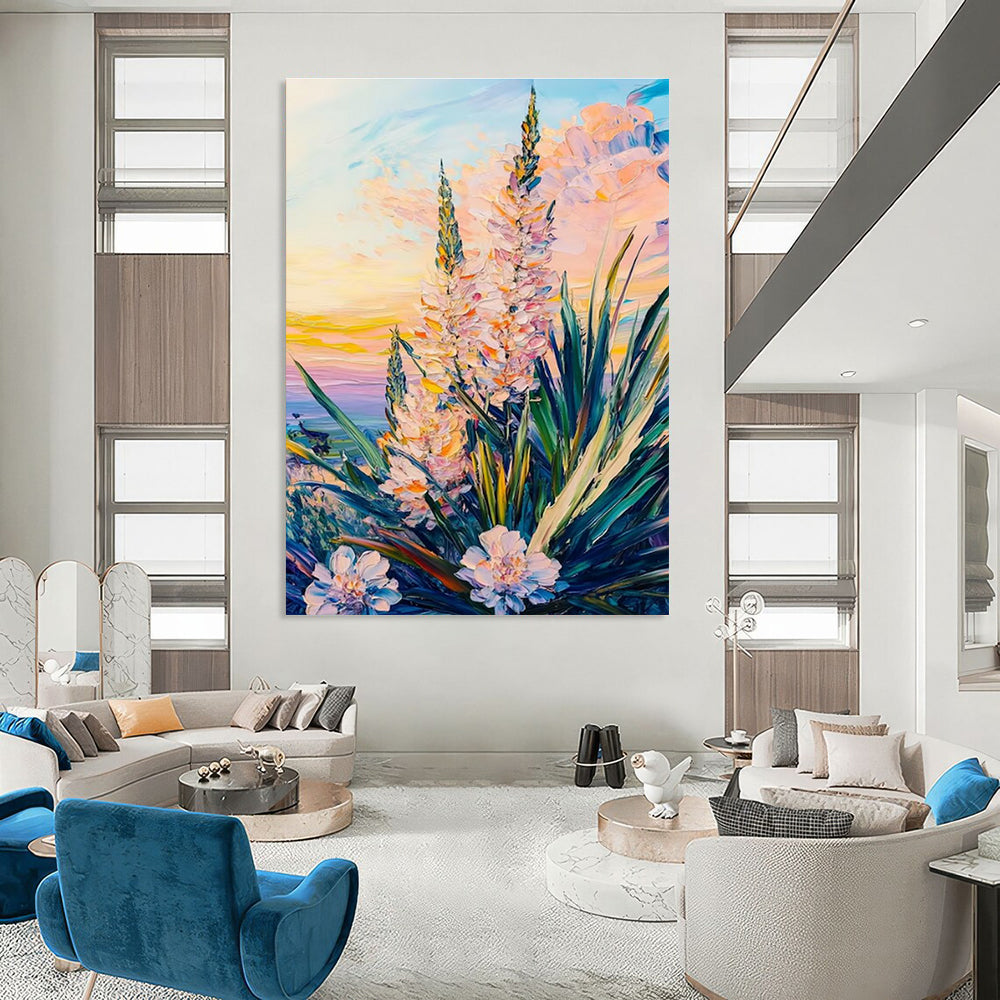 Pastel Flower Sunset Abstract Painting with Soft Hues ADGE528