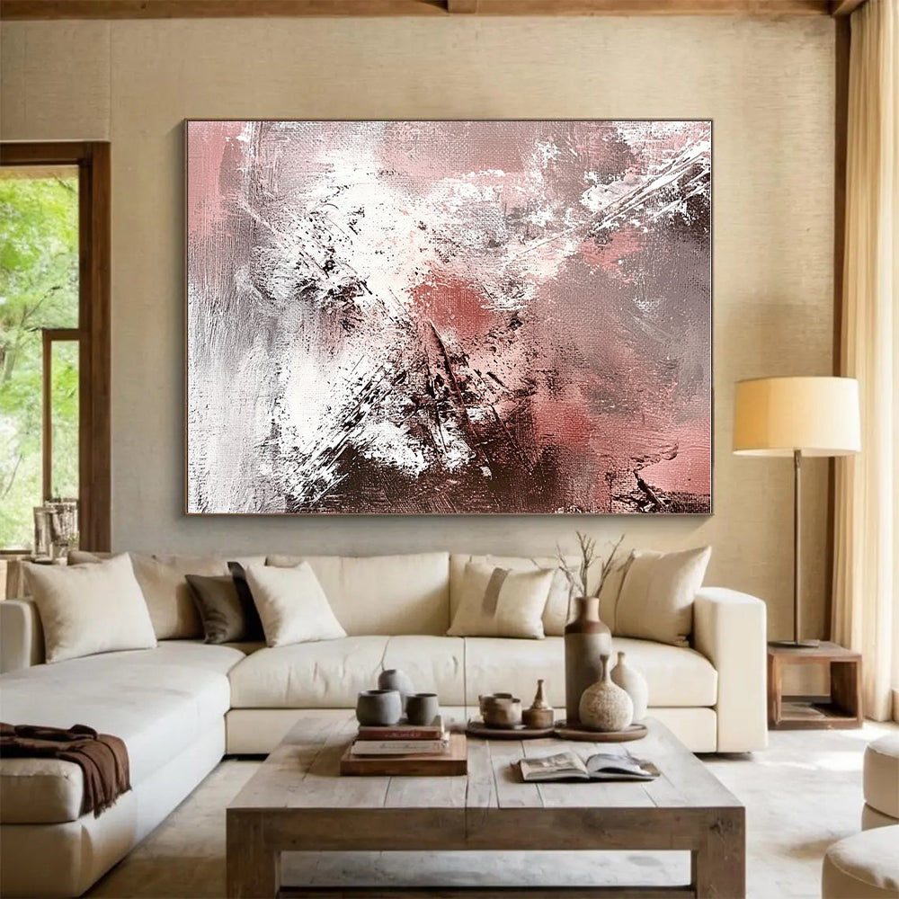 Red and Gray Abstract Painting with Dynamic Textures GER540