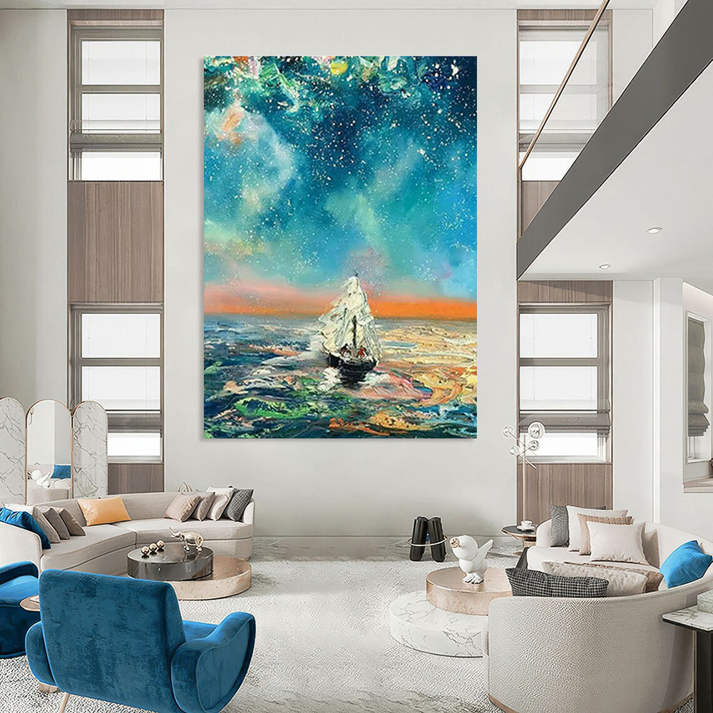Gigantic Bespoke Hand-Painted Abstract Wall Art for Entryway & Dining Room DLZ1056