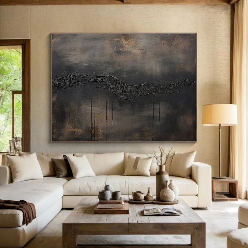 Dark Textured Abstract Painting with Deep, Ear THY Tones THY390