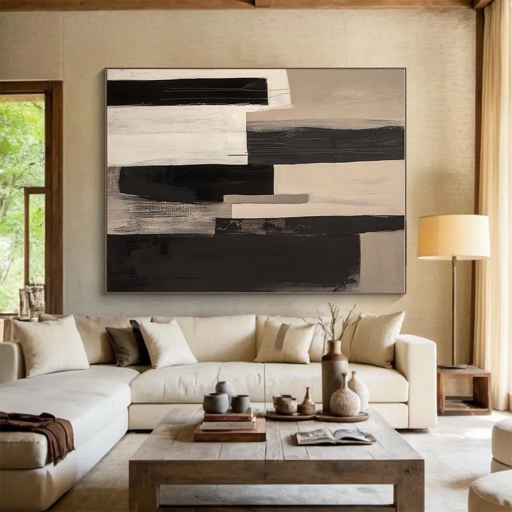 Black and White Urban - Inspired Abstract Painting with Dripping Effects GER228