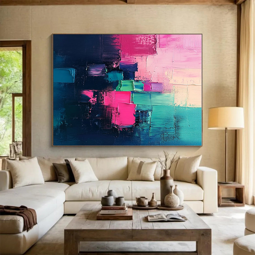 Colorful Block Abstract Painting with Textured Layers GER461