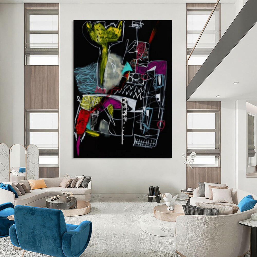 Colorful Abstract Painting on Black Background ADGE294