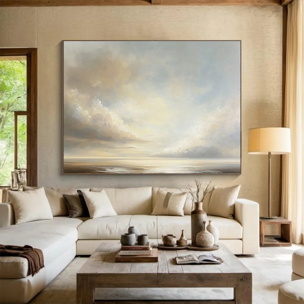 Serene Sky and Sea Abstract Painting with Soft Tones DYP151