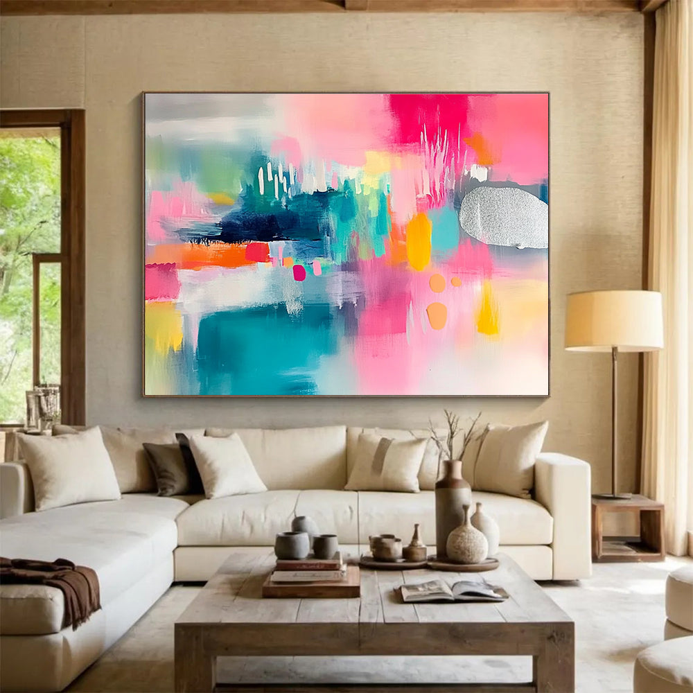 Colorful Modern Abstract Painting with Bright and Eclectic Hues DYP374