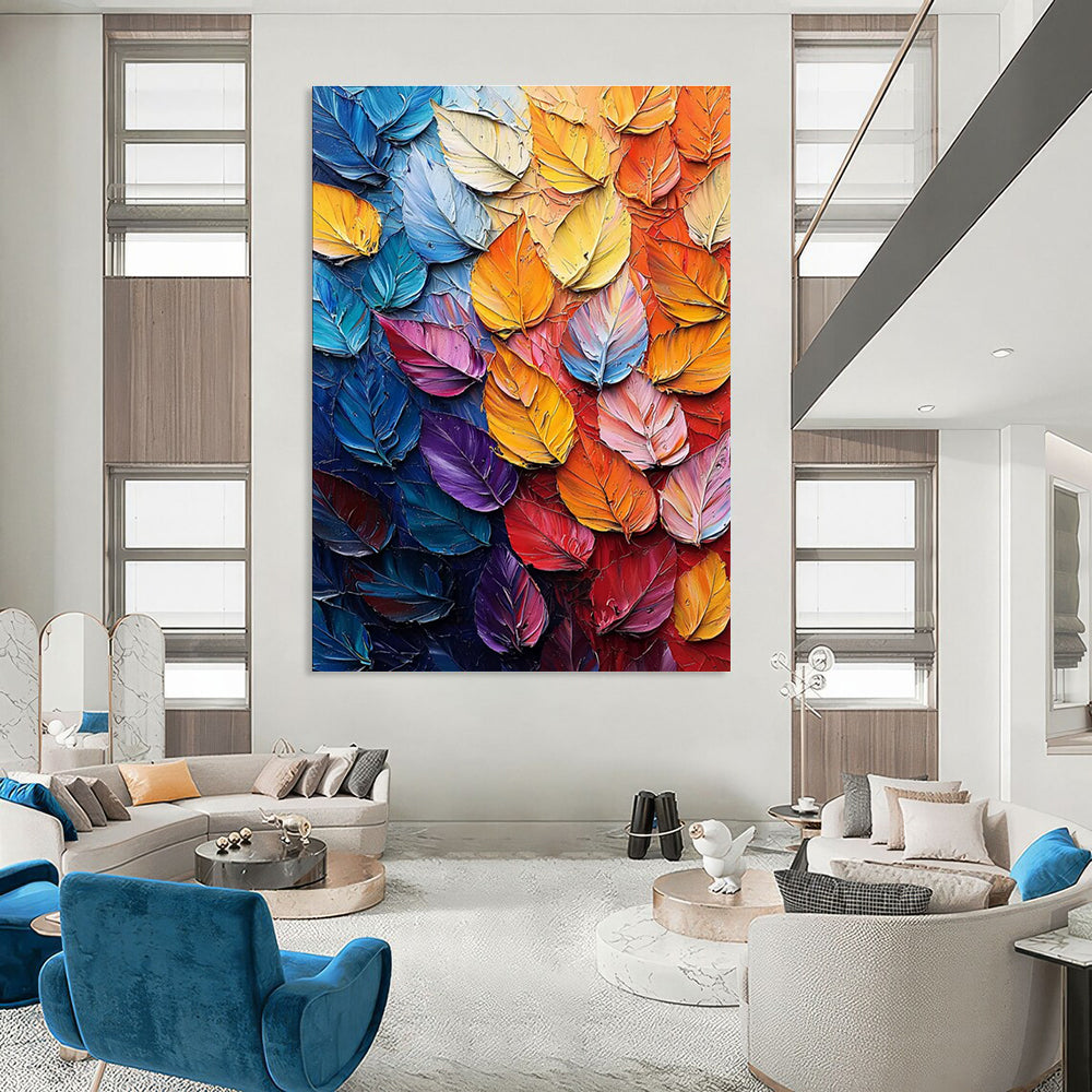 Colorful Leaf Abstract Painting with a Spectrum of Colors ADGE424