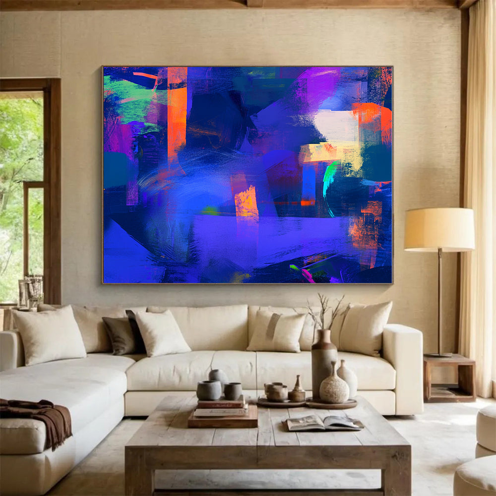 Purple Blue Abstract Painting with Deep Hues GER407