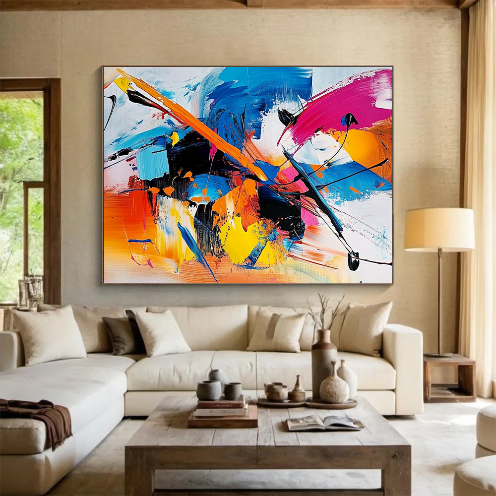 Colorful Dynamic Abstract Painting with Bold Strokes GER640