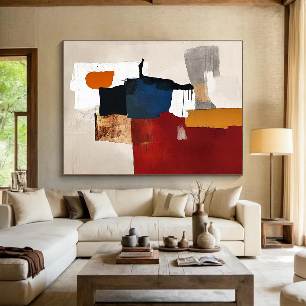 Mixed Color Block Abstract Painting with Eclectic Shapes DYP487