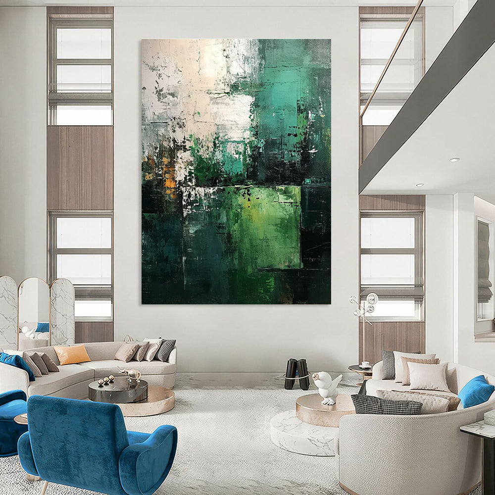Green Blue White Abstract Painting ADGE031