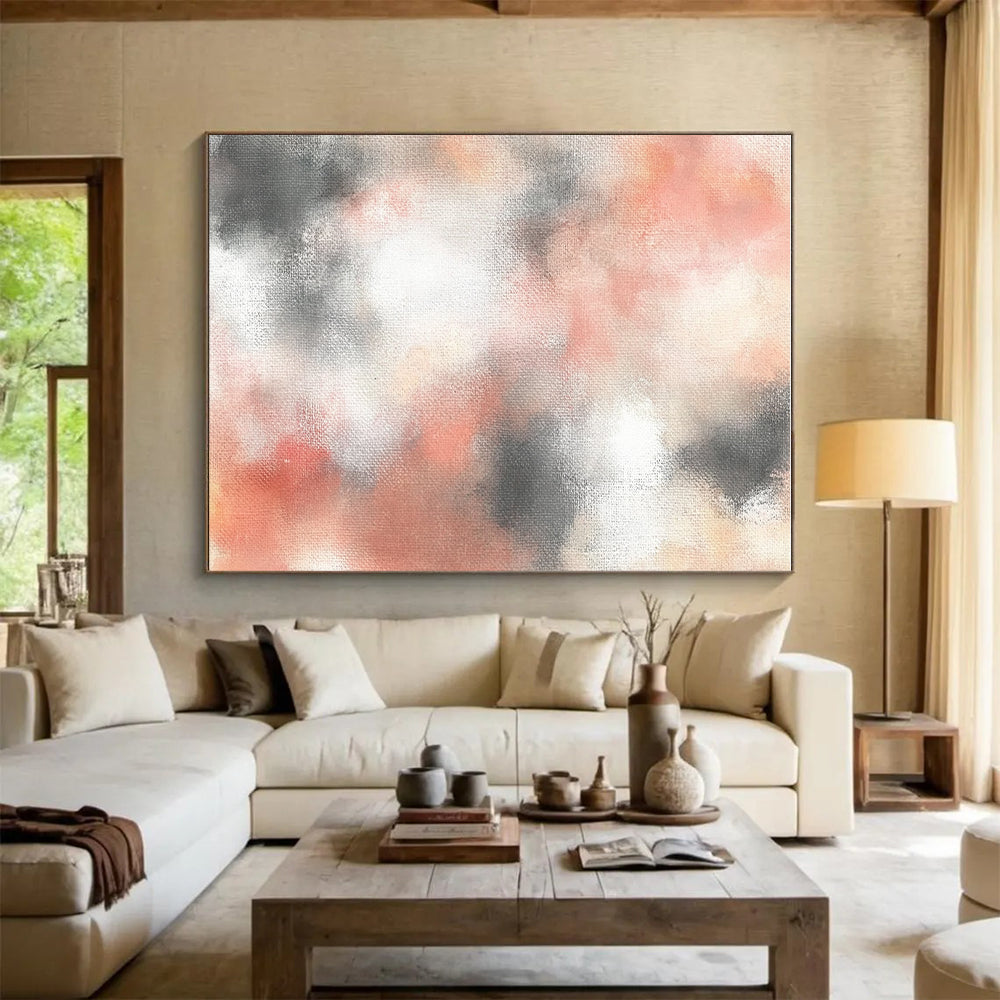 Soft Coral and Gray Blends Abstract Painting GER872