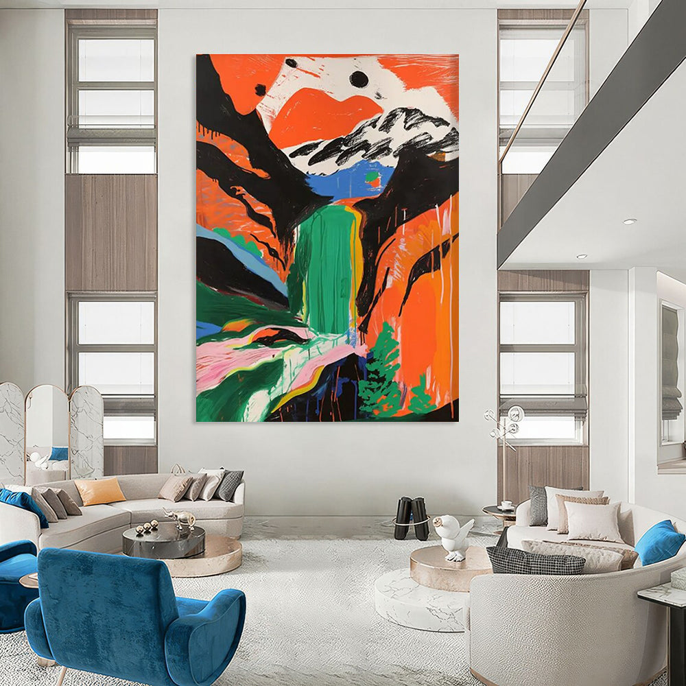 Colorful Waterfall in Abstract Landscape Painting ADGE105