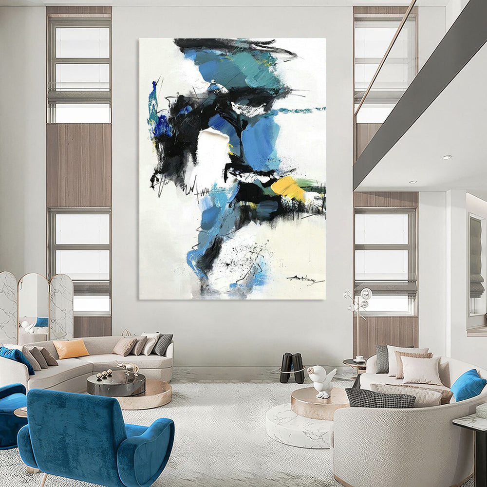 Custom Hand - Painted Abstract Art for Cottage Entryway Dog Runs and Office Utility Rooms DLZ0791