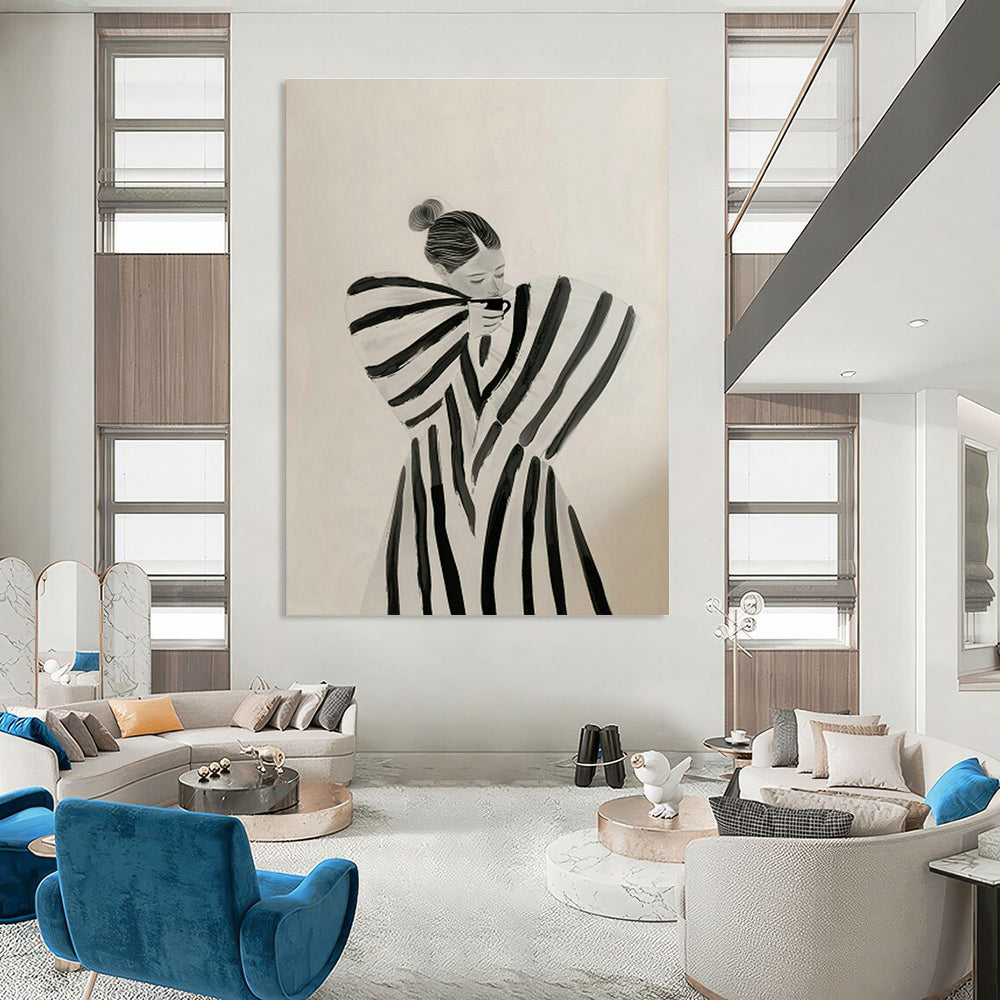 Custom - Crafted Hand - Painted Abstract Murals for Cottage Living Room Ceiling Beams & Bedroom Wall Niches DLZ0694